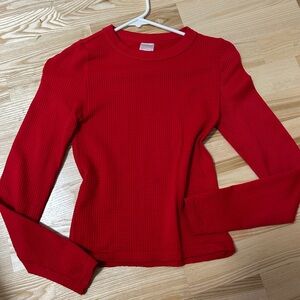 No Boundaries Red Waffle Knit Sweatshirt